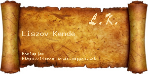 Liszov Kende névjegykártya